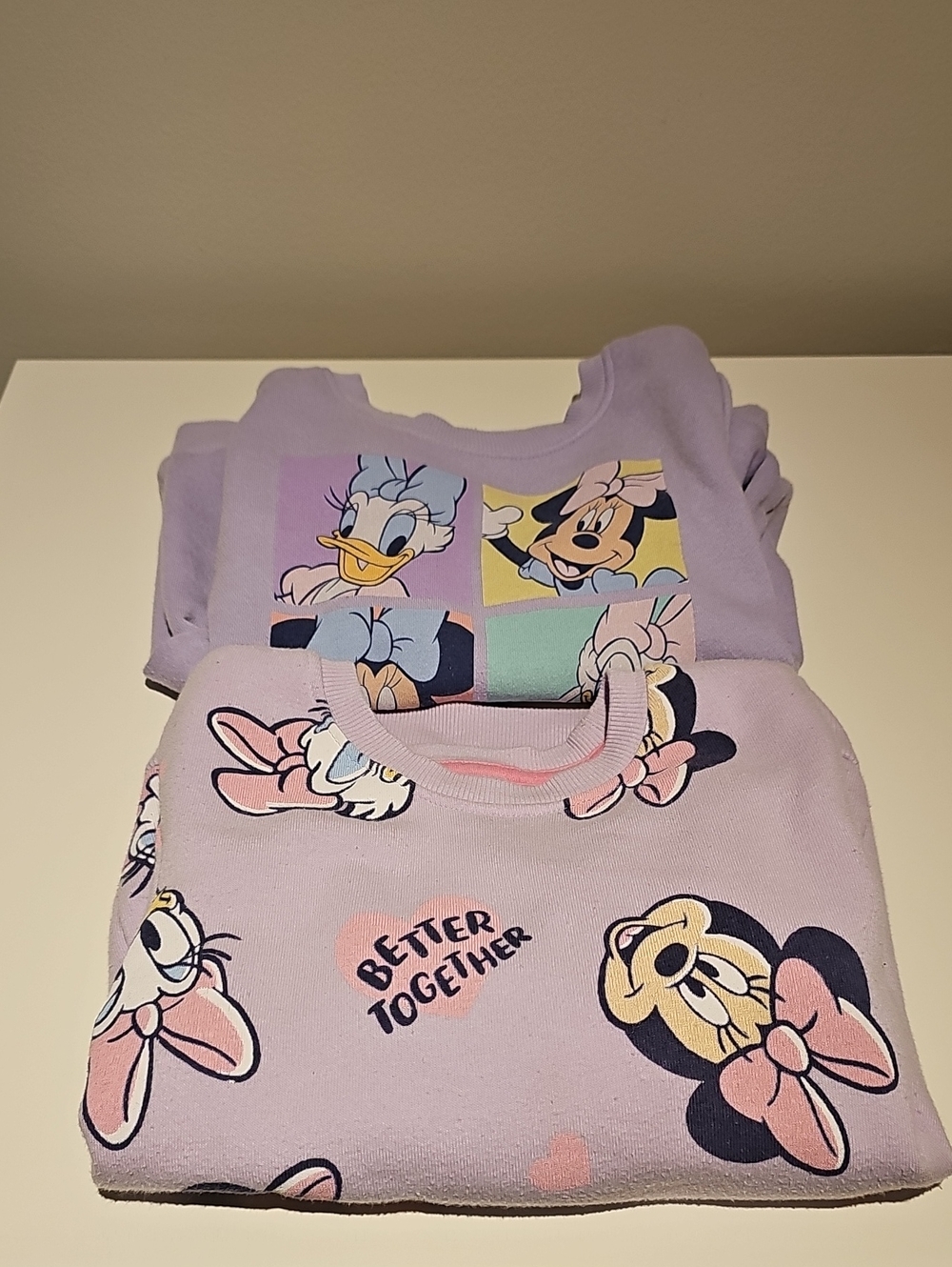 Disney Lavender Minnie & Daisy Girls Thick Sweat Shirt For Fall And Winter - 5T